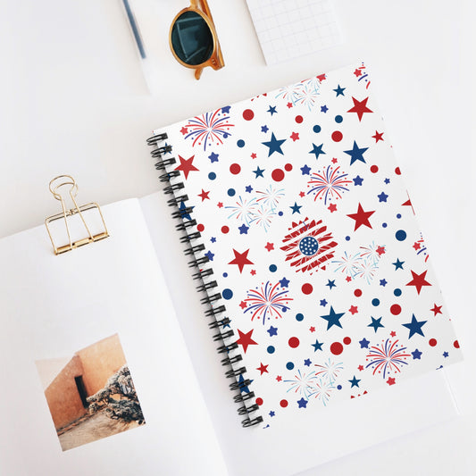 Starry Night America Spiral Notebook 6x8" USA Fireworks Fourth of July Summer Journal