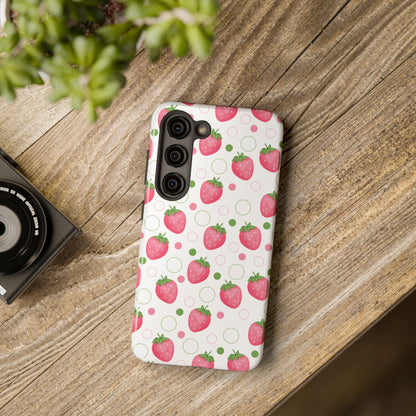 Pink Strawberry Bubbles Tough Phone Case for iPhone and Samsung Galaxy