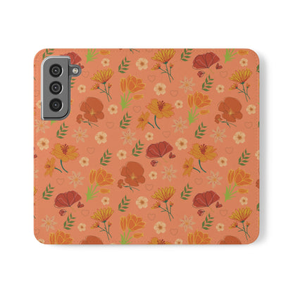 Coral Peach Meadow Flip Phone Case Cover with Pockets - Phone Case - Kristine Celestine