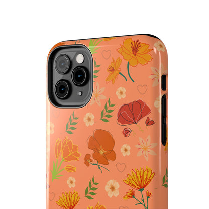 Coque de téléphone résistante Coral Peach Meadow pour iPhone et Samsung Galaxy