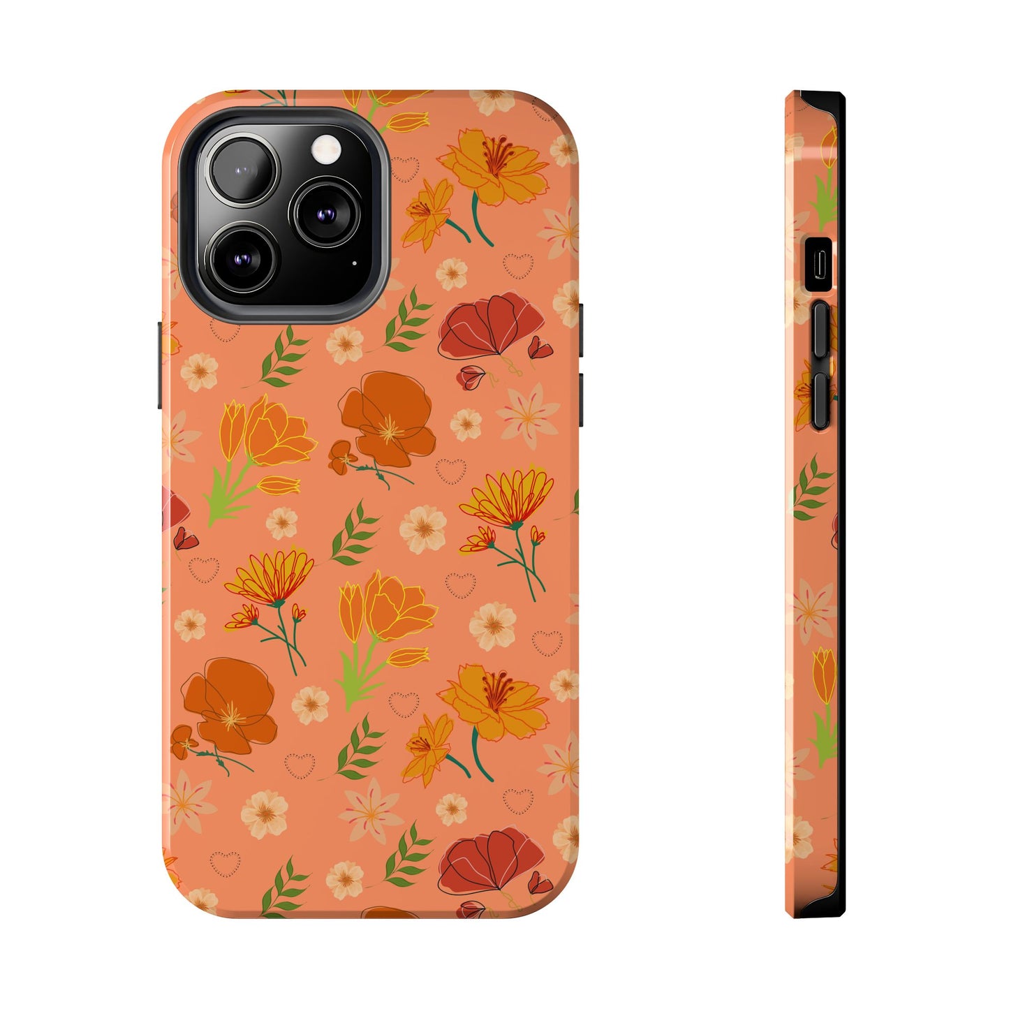 Coque de téléphone résistante Coral Peach Meadow pour iPhone et Samsung Galaxy