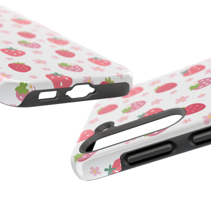 Strawberries and Daisies Tough Phone Case for iPhone and Samsung Galaxy