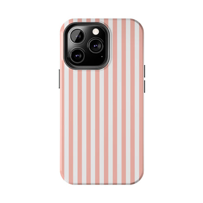 Coral Pink Stripes Tough Phone Case for iPhone and Samsung Galaxy