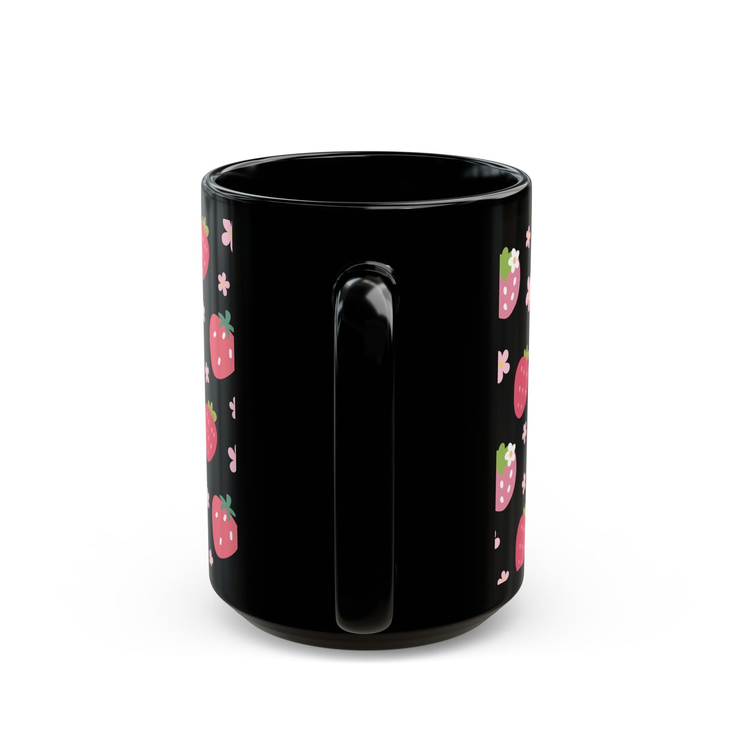 Strawberries and Daisies Black Mug