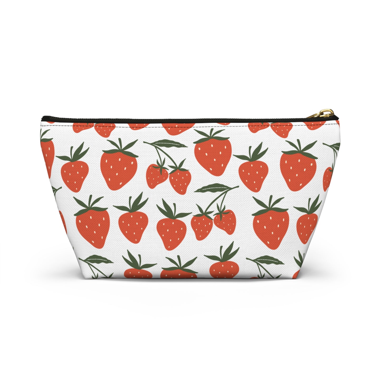 Tropical Strawberry Accessory Pouch with T-bottom Fruity Strawberries Pouch for Makeup Small Bag for School Supplies Cute Summer Zipper Pouch