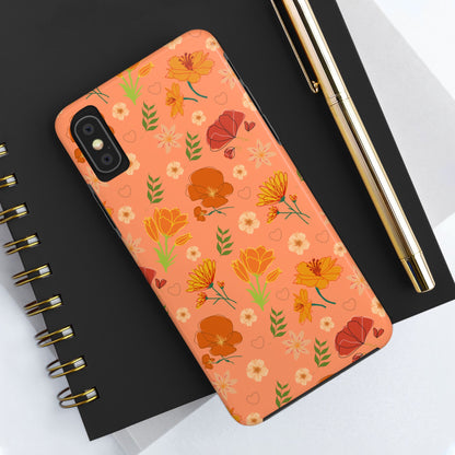 Coque de téléphone résistante Coral Peach Meadow pour iPhone et Samsung Galaxy