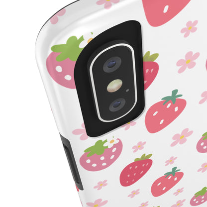 Strawberries and Daisies Tough Phone Case for iPhone and Samsung Galaxy