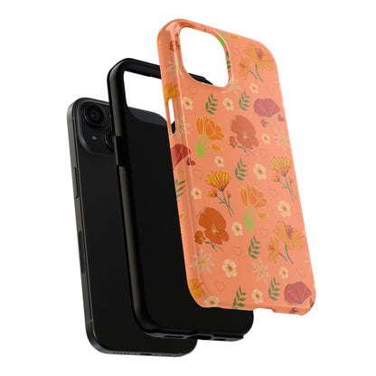 Coque de téléphone résistante Coral Peach Meadow pour iPhone et Samsung Galaxy