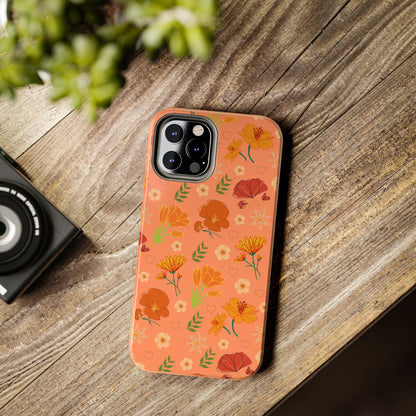 Coque de téléphone résistante Coral Peach Meadow pour iPhone et Samsung Galaxy