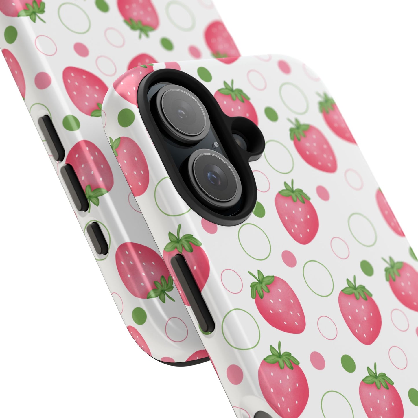 Pink Strawberry Bubbles Tough Phone Case for iPhone and Samsung Galaxy