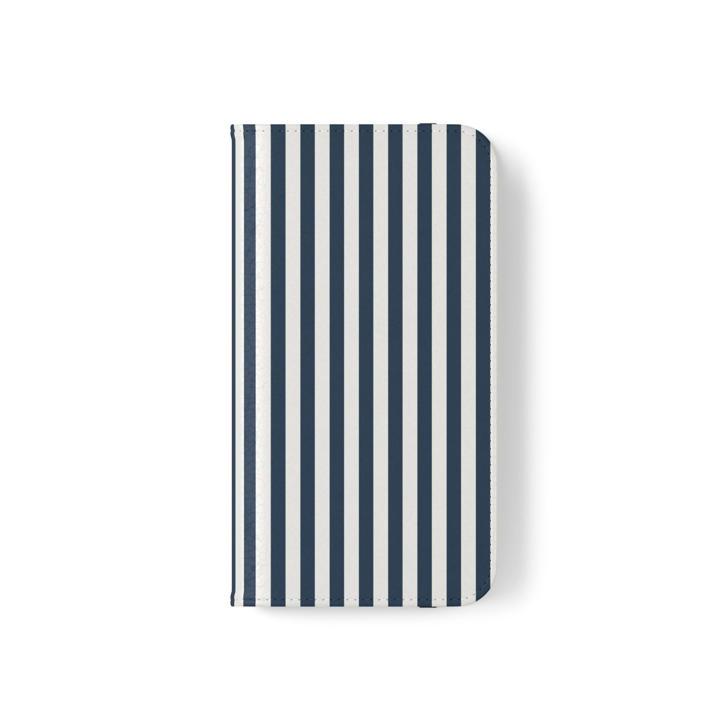 Navy Blue Stripes Flip Phone Case Cover with Pockets