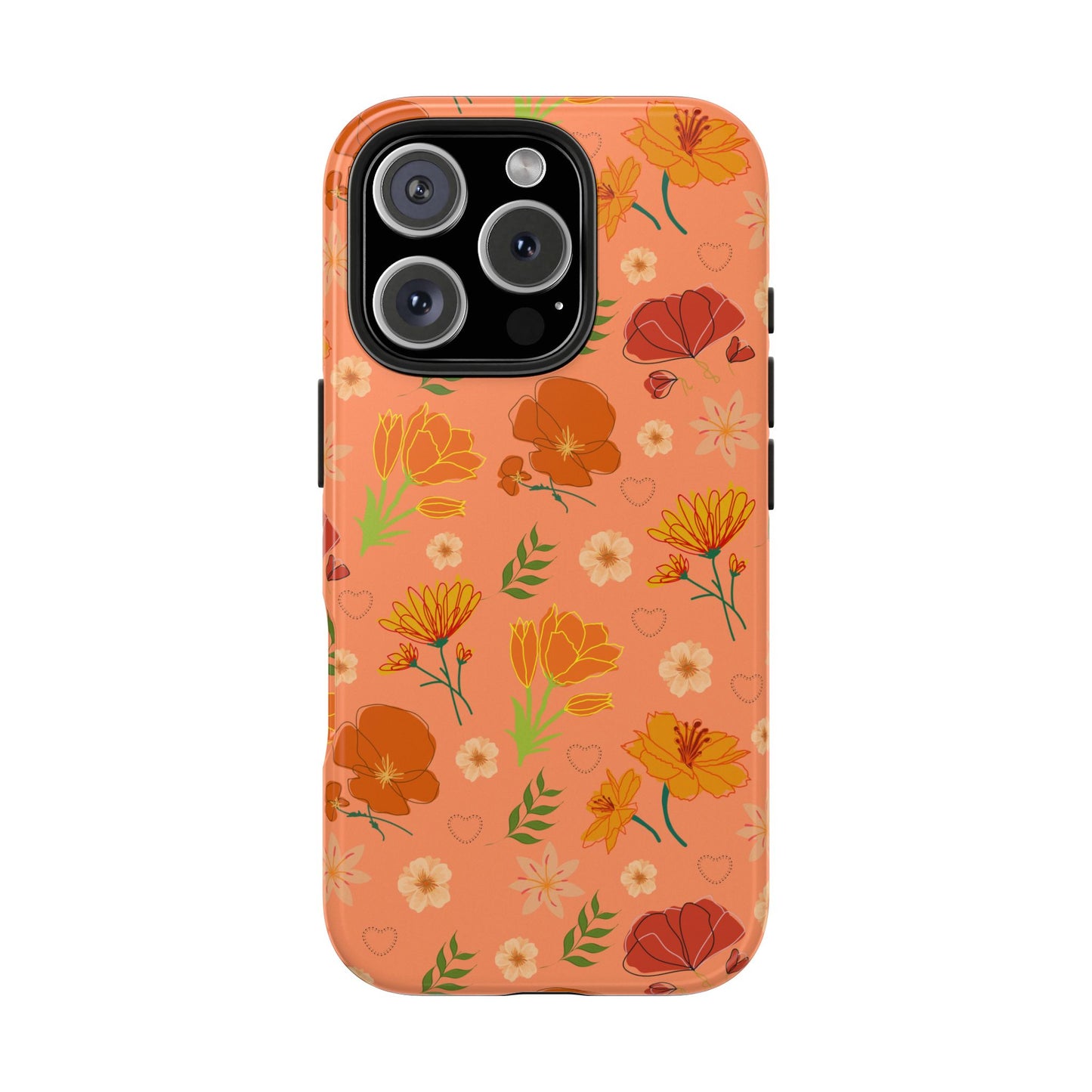 Coque de téléphone résistante Coral Peach Meadow pour iPhone et Samsung Galaxy