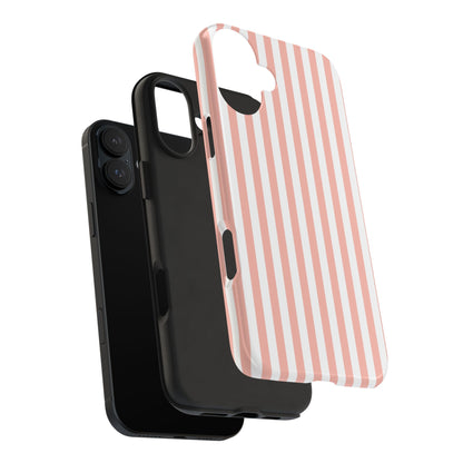 Coral Pink Stripes Tough Phone Case for iPhone and Samsung Galaxy