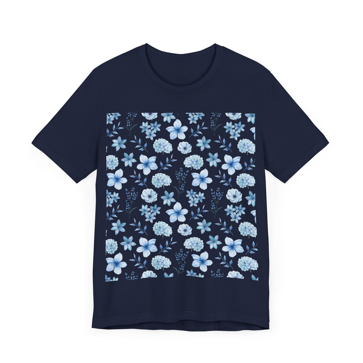 Snowy Blue Flowers Unisex Shirt - T - Shirt - Printify - Kristine Celestine