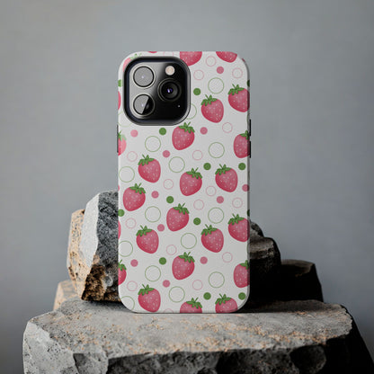 Pink Strawberry Bubbles Tough Phone Case for iPhone and Samsung Galaxy