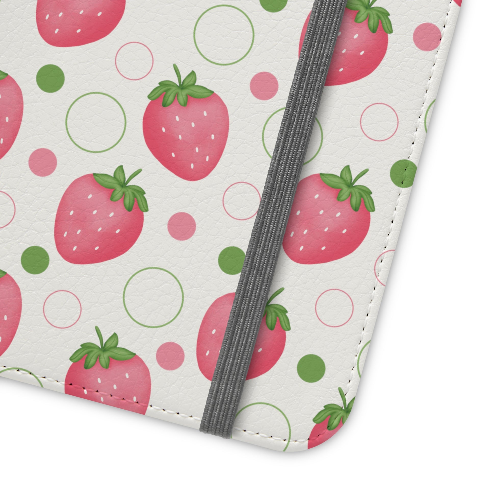 Pink Strawberry Bubbles Flip Phone Case Cover with Pockets - Phone Case - Kristine Celestine