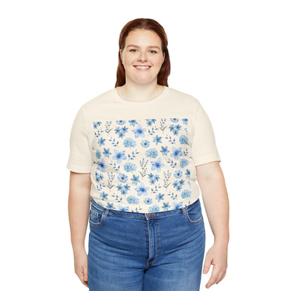 Snowy Blue Flowers Unisex Shirt - T - Shirt - Printify - Kristine Celestine