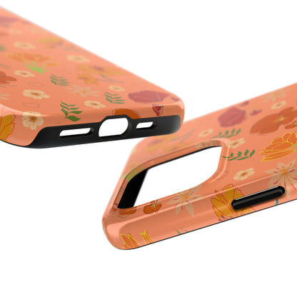 Coque de téléphone résistante Coral Peach Meadow pour iPhone et Samsung Galaxy