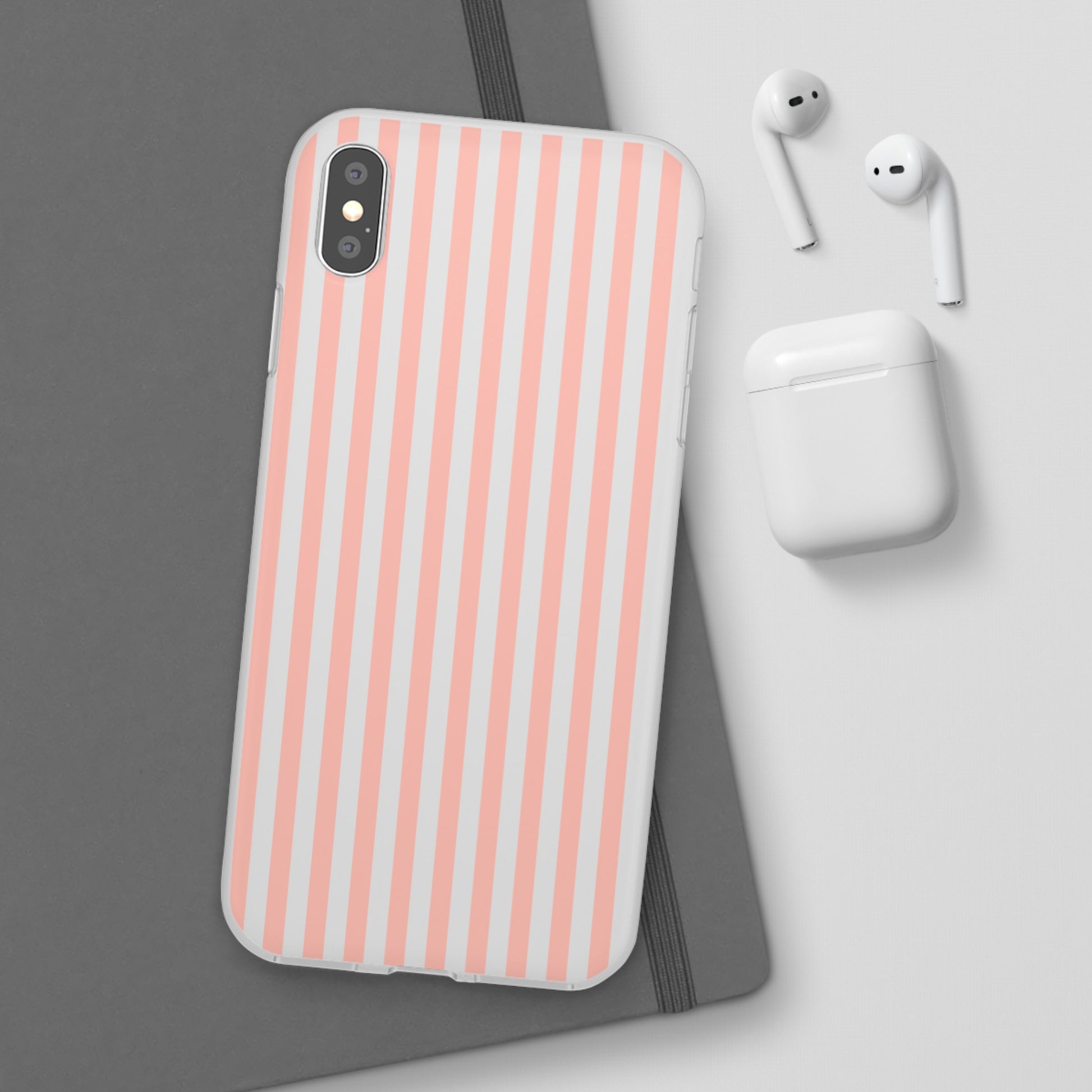 Coral Pink Stripes Flexible Phone Case iPhone Case Samsung Galaxy - Phone Case - Kristine Celestine