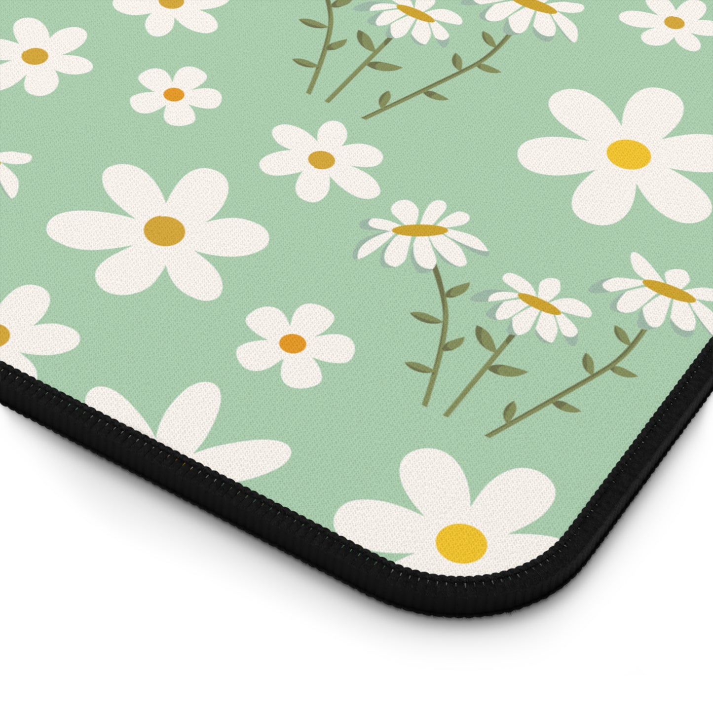 Mint Daisy Delight Desk Mat Floral Spring Sage Green Computer Mat Pistachio Green Daisies Office Mat