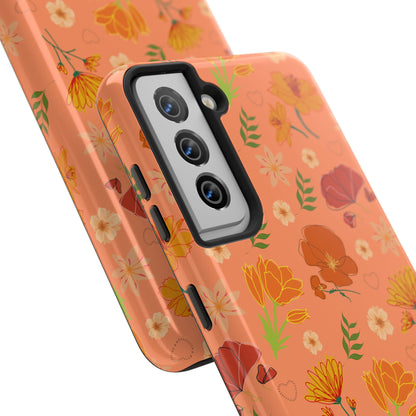 Coque de téléphone résistante Coral Peach Meadow pour iPhone et Samsung Galaxy