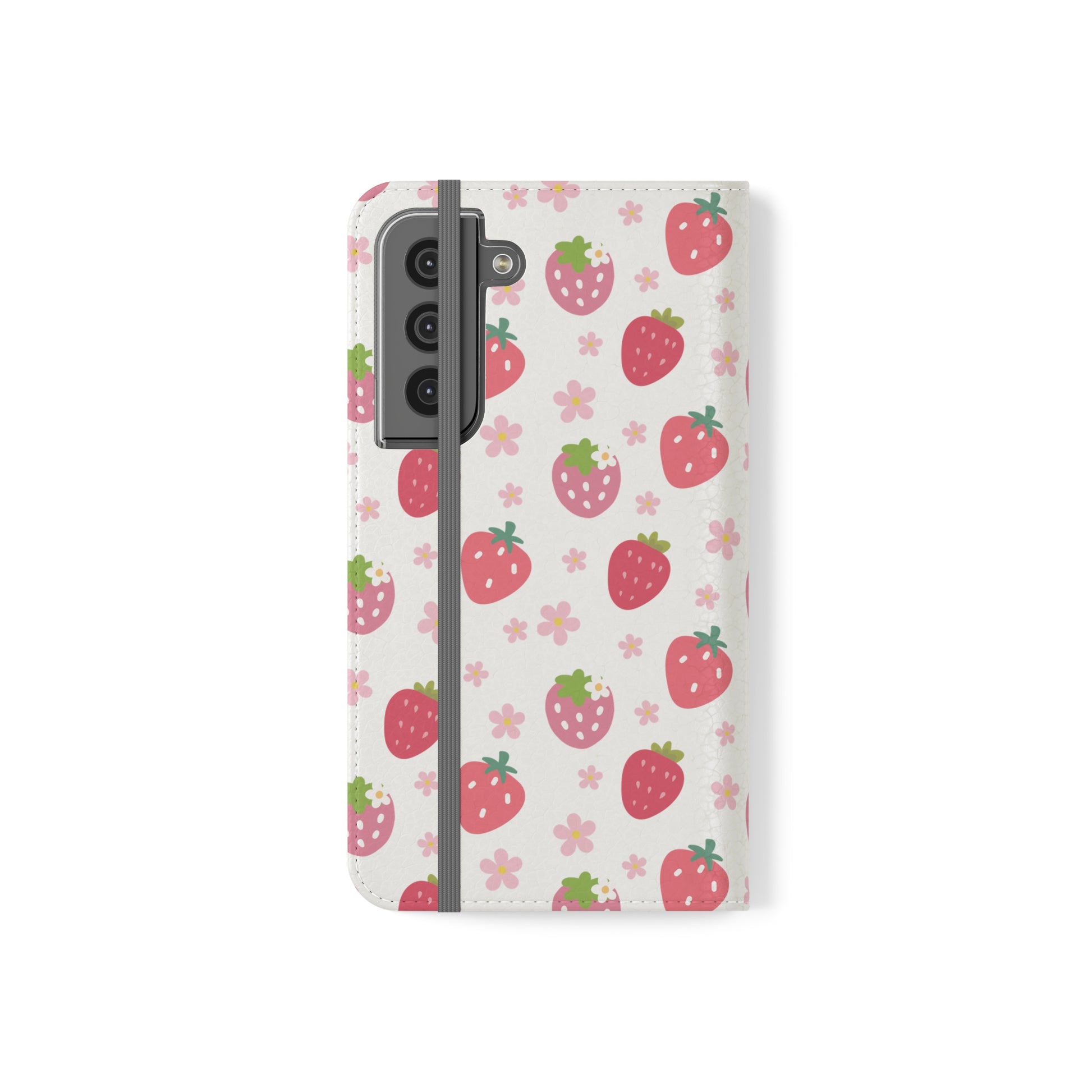 Strawberries and Daisies Flip Phone Case Cover with Pockets - Phone Case - Kristine Celestine