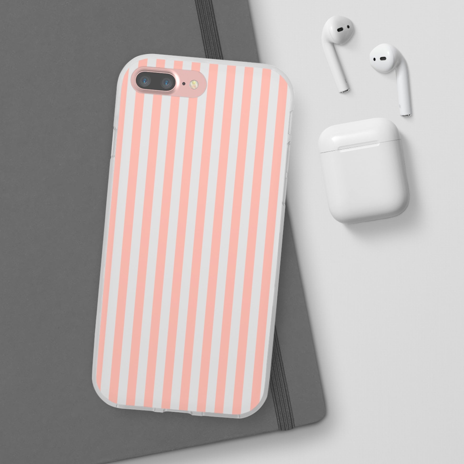 Coral Pink Stripes Flexible Phone Case iPhone Case Samsung Galaxy - Phone Case - Kristine Celestine