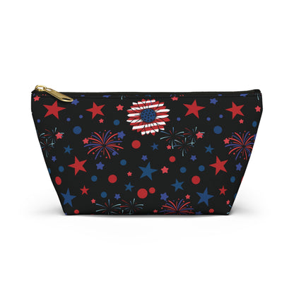 Starry Night America Accessory Pouch with T-bottom Pouch for Makeup Small Bag for School Supplies Cute Summer Zipper Pouch