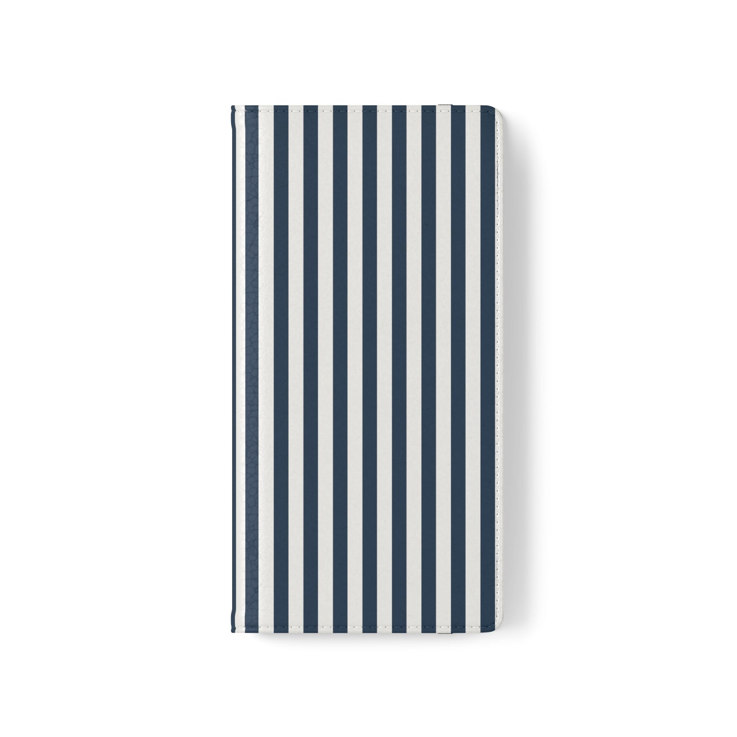 Navy Blue Stripes Flip Phone Case Cover with Pockets