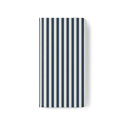 Navy Blue Stripes Flip Phone Case Cover with Pockets