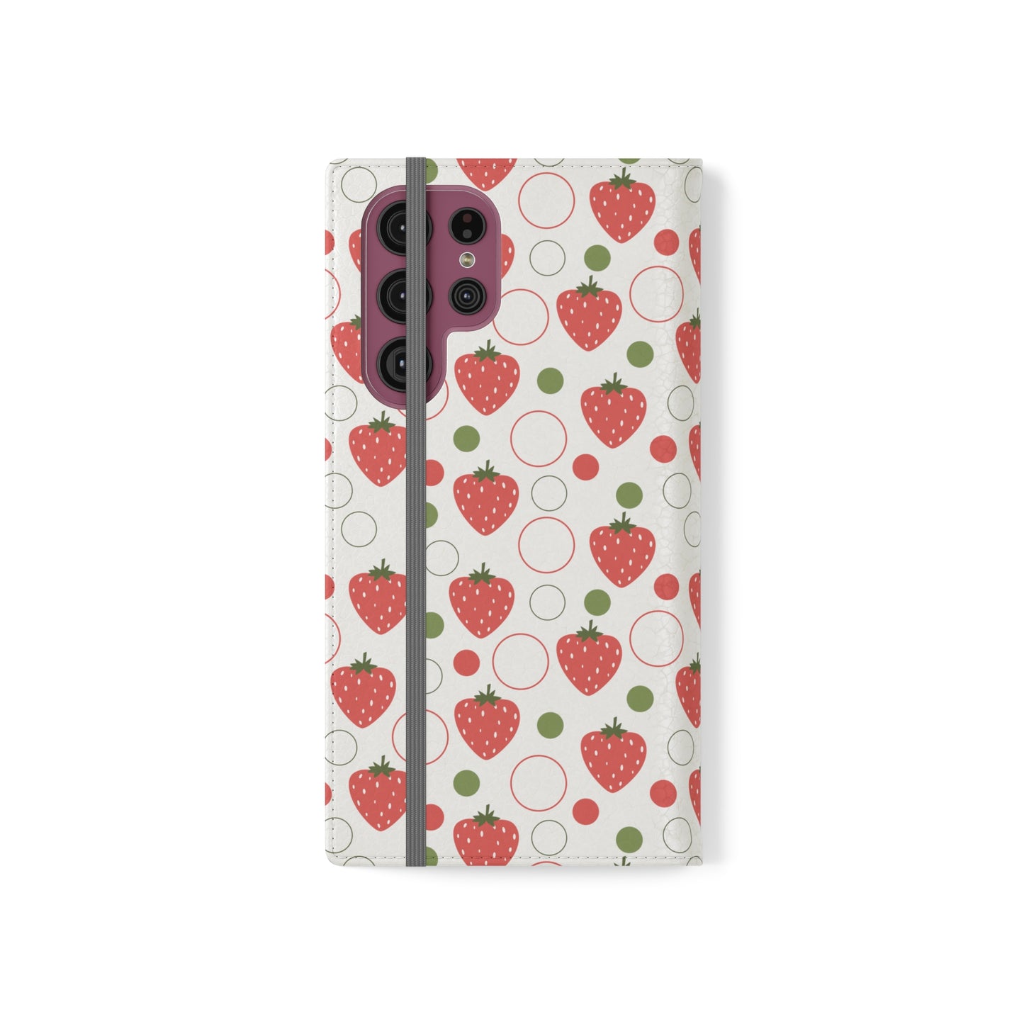 Red Strawberry Bubbles Flip Phone Case Cover with Pockets - Phone Case - Kristine Celestine