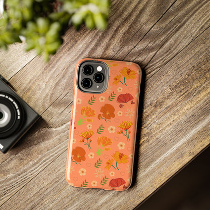 Coque de téléphone résistante Coral Peach Meadow pour iPhone et Samsung Galaxy