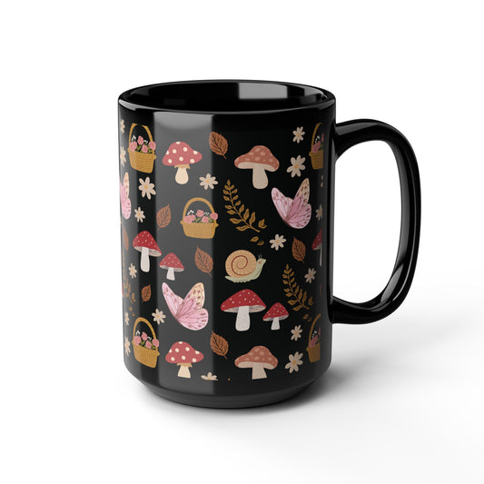 Warm Cottagecore Black Mug Cool Summer Coffee Mug Tea Cup Spring Ceramic Mug