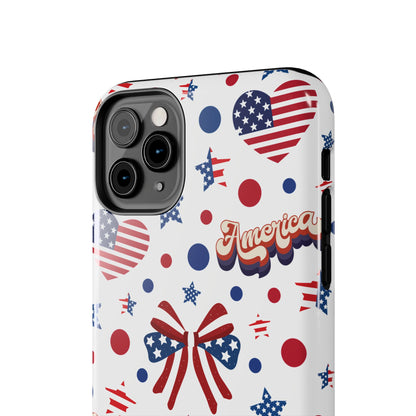 Coque de téléphone robuste America's Sweetheart and Bows pour iPhone et Samsung Galaxy