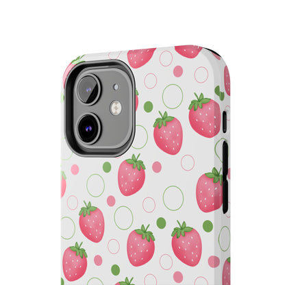 Pink Strawberry Bubbles Tough Phone Case for iPhone and Samsung Galaxy