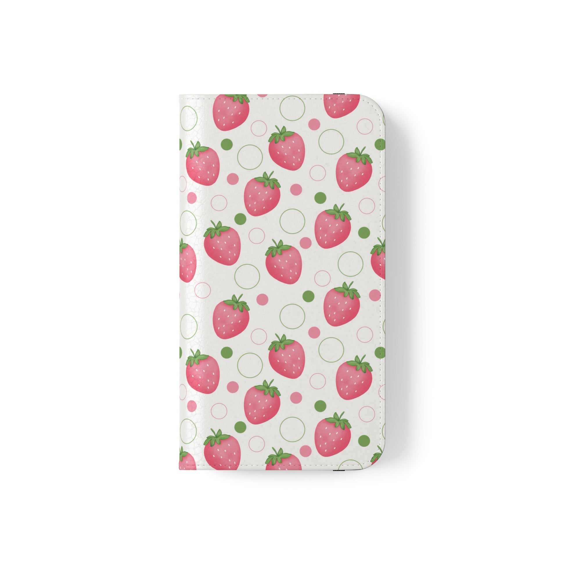 Pink Strawberry Bubbles Flip Phone Case Cover with Pockets - Phone Case - Kristine Celestine