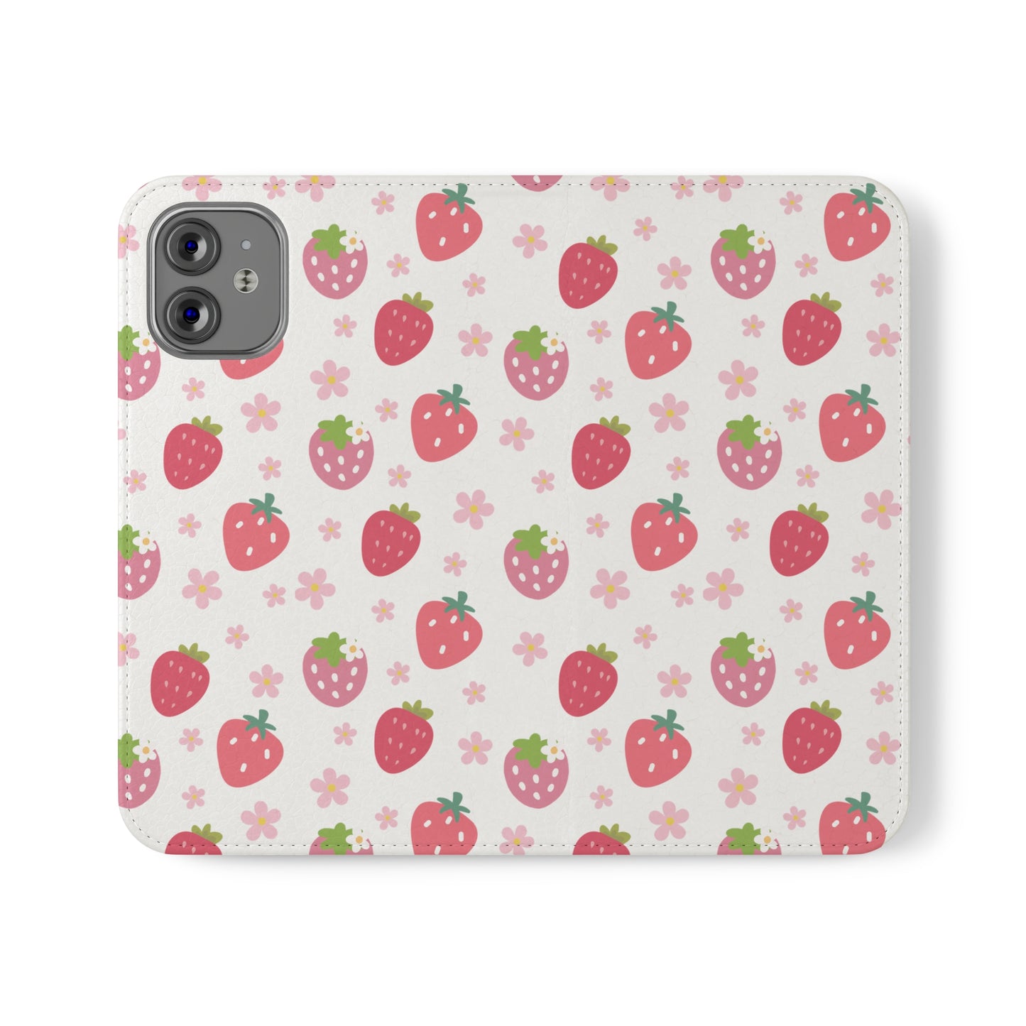 Strawberries and Daisies Flip Phone Case Cover with Pockets - Phone Case - Kristine Celestine