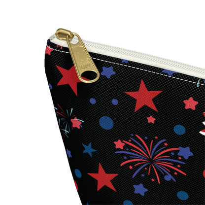 Starry Night America Accessory Pouch with T-bottom Pouch for Makeup Small Bag for School Supplies Cute Summer Zipper Pouch