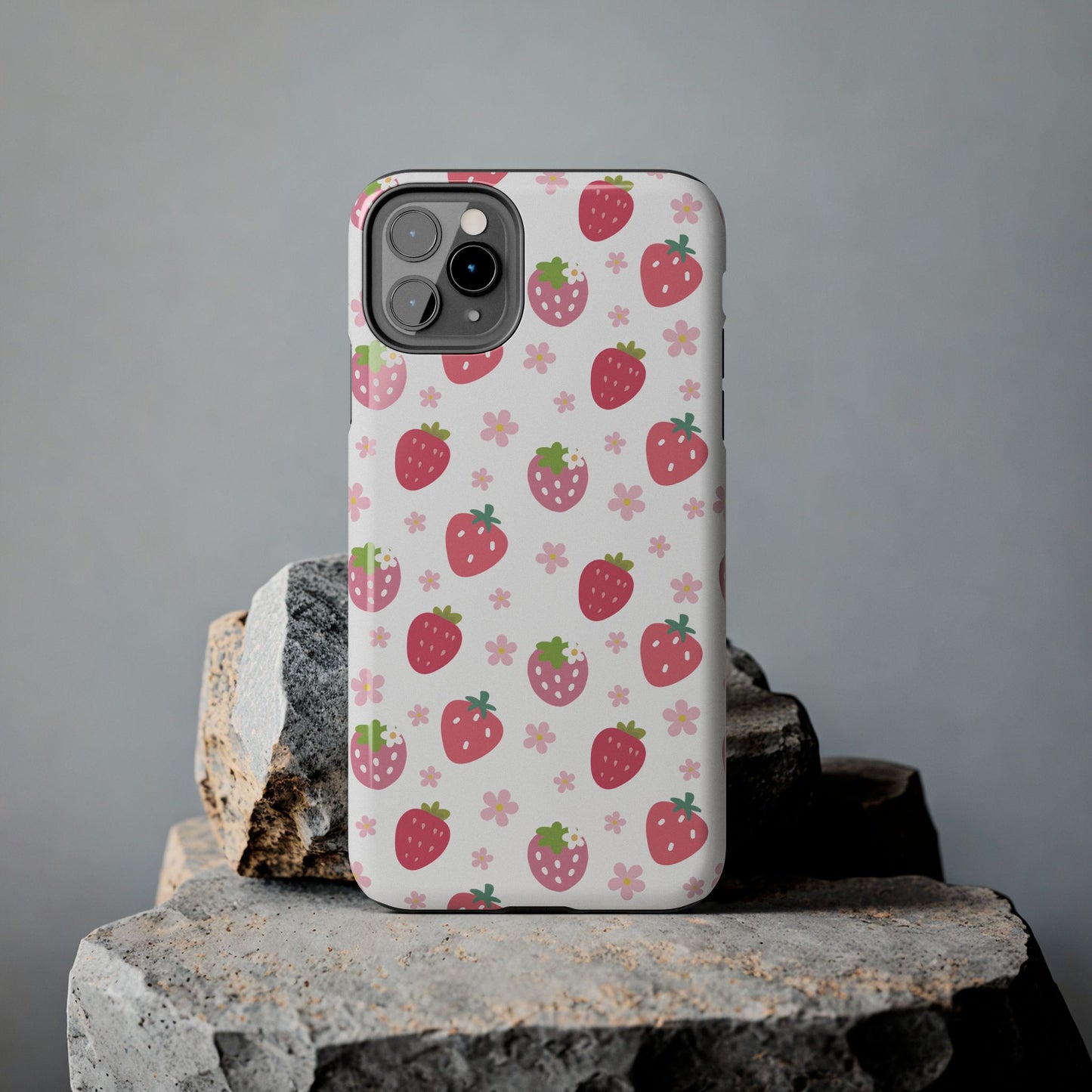 Strawberries and Daisies Tough Phone Case for iPhone and Samsung Galaxy