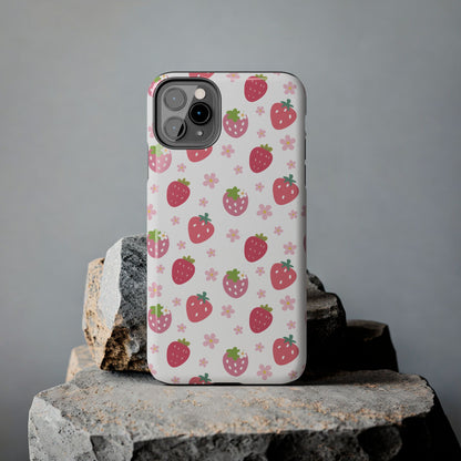 Strawberries and Daisies Tough Phone Case for iPhone and Samsung Galaxy