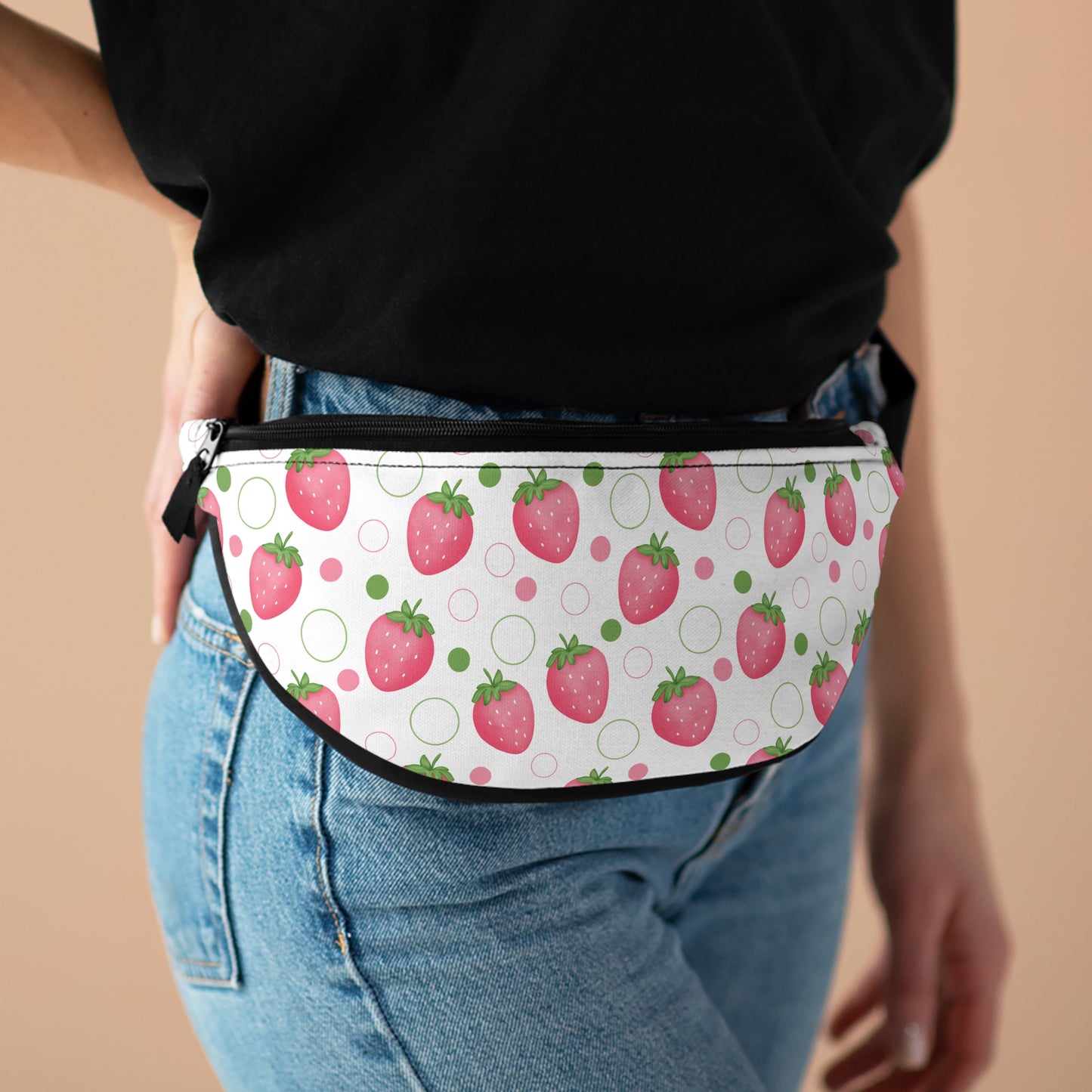 Pink Strawberry Bubbles Fanny Pack Belt Bag Fanny Bag Waist Pack Bum Bag