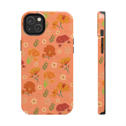 Coque de téléphone résistante Coral Peach Meadow pour iPhone et Samsung Galaxy