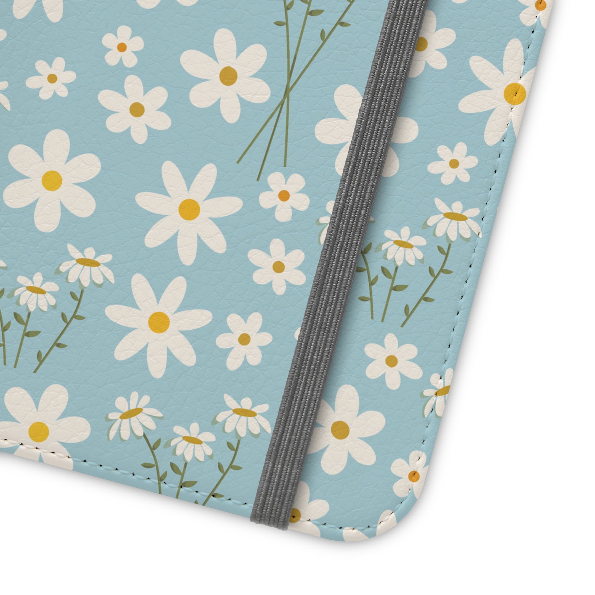 Sky Blue Daisy Flip Phone Case Cover with Pockets - Phone Case - Kristine Celestine