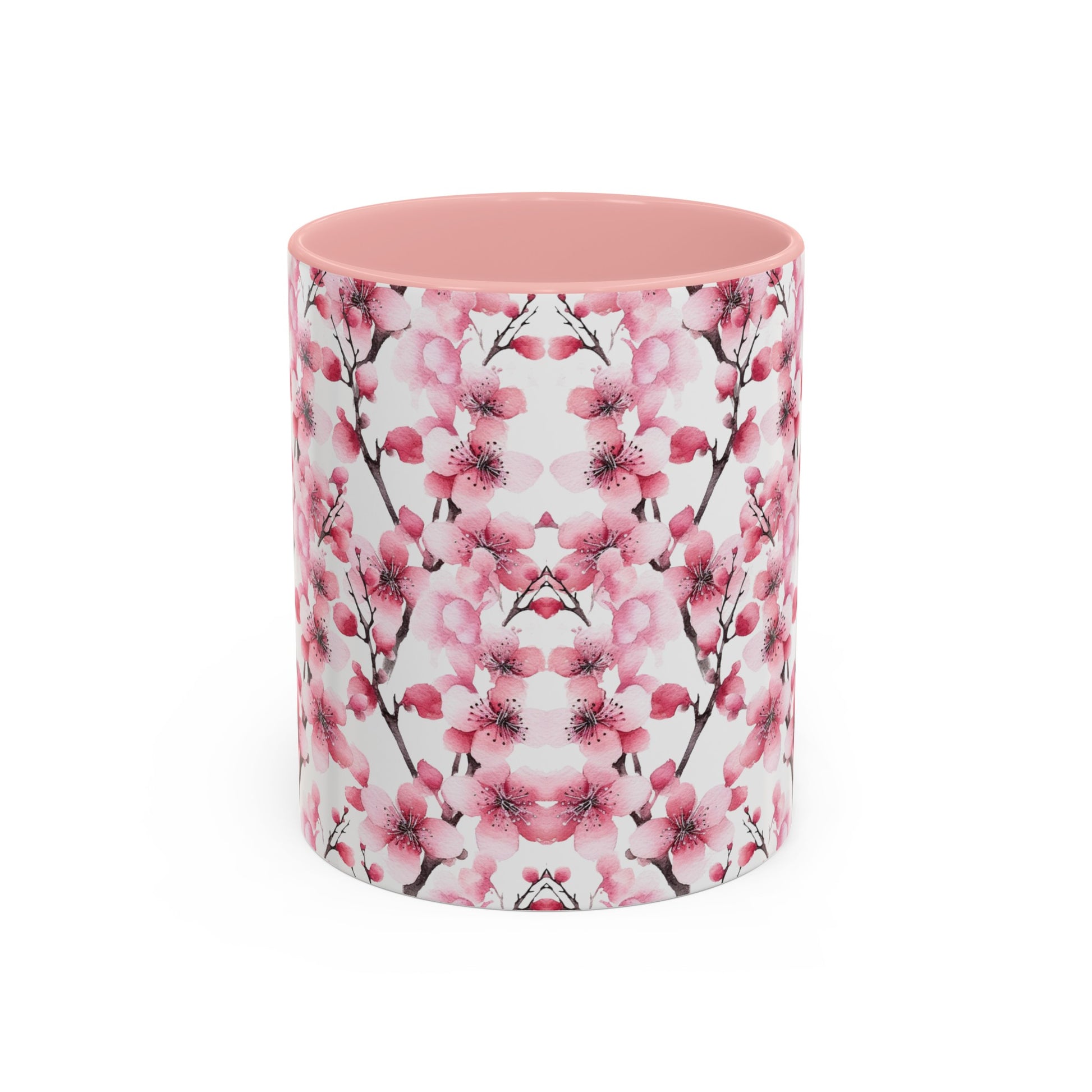 Pink Flower Lattice Accent Mug (vD) - Mug - Kristine Celestine