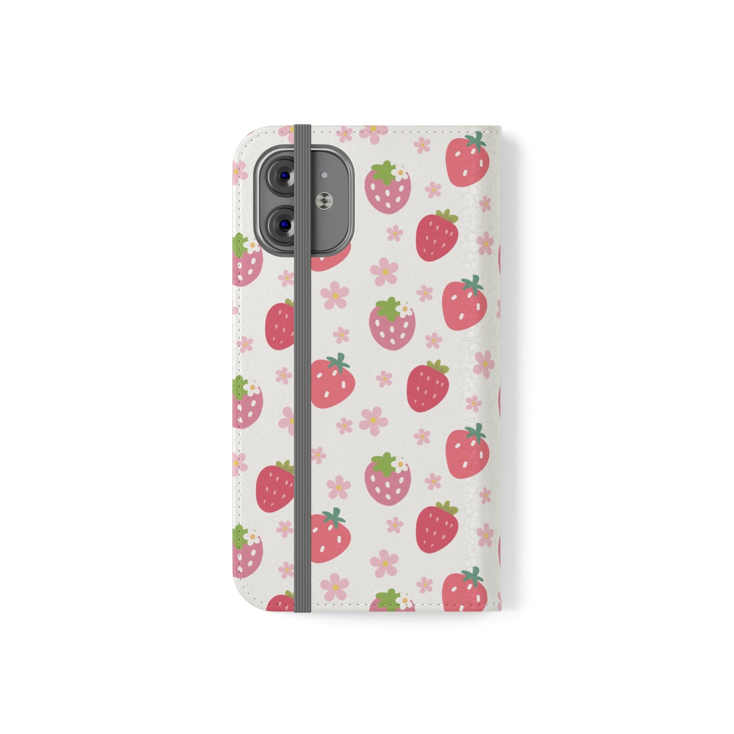 Strawberries and Daisies Flip Phone Case Cover with Pockets - Phone Case - Kristine Celestine