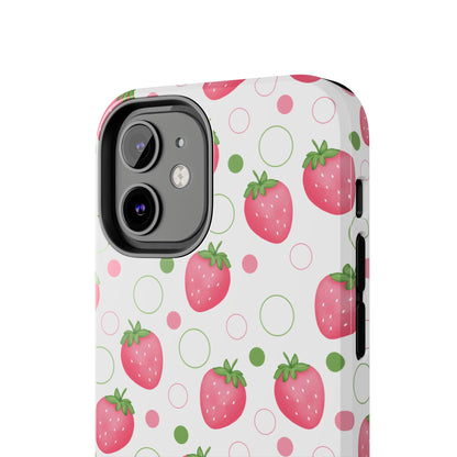 Pink Strawberry Bubbles Tough Phone Case for iPhone and Samsung Galaxy