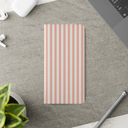 Coral Pink Stripes Flip Phone Case Cover with Pockets