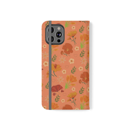 Coral Peach Meadow Flip Phone Case Cover with Pockets - Phone Case - Kristine Celestine