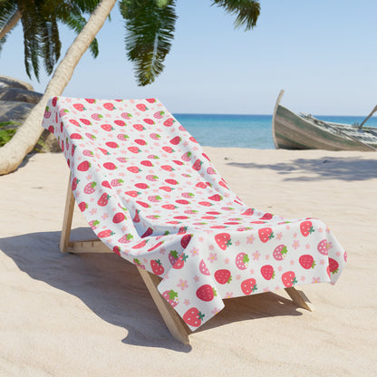 Serviette de plage Fraises et marguerites