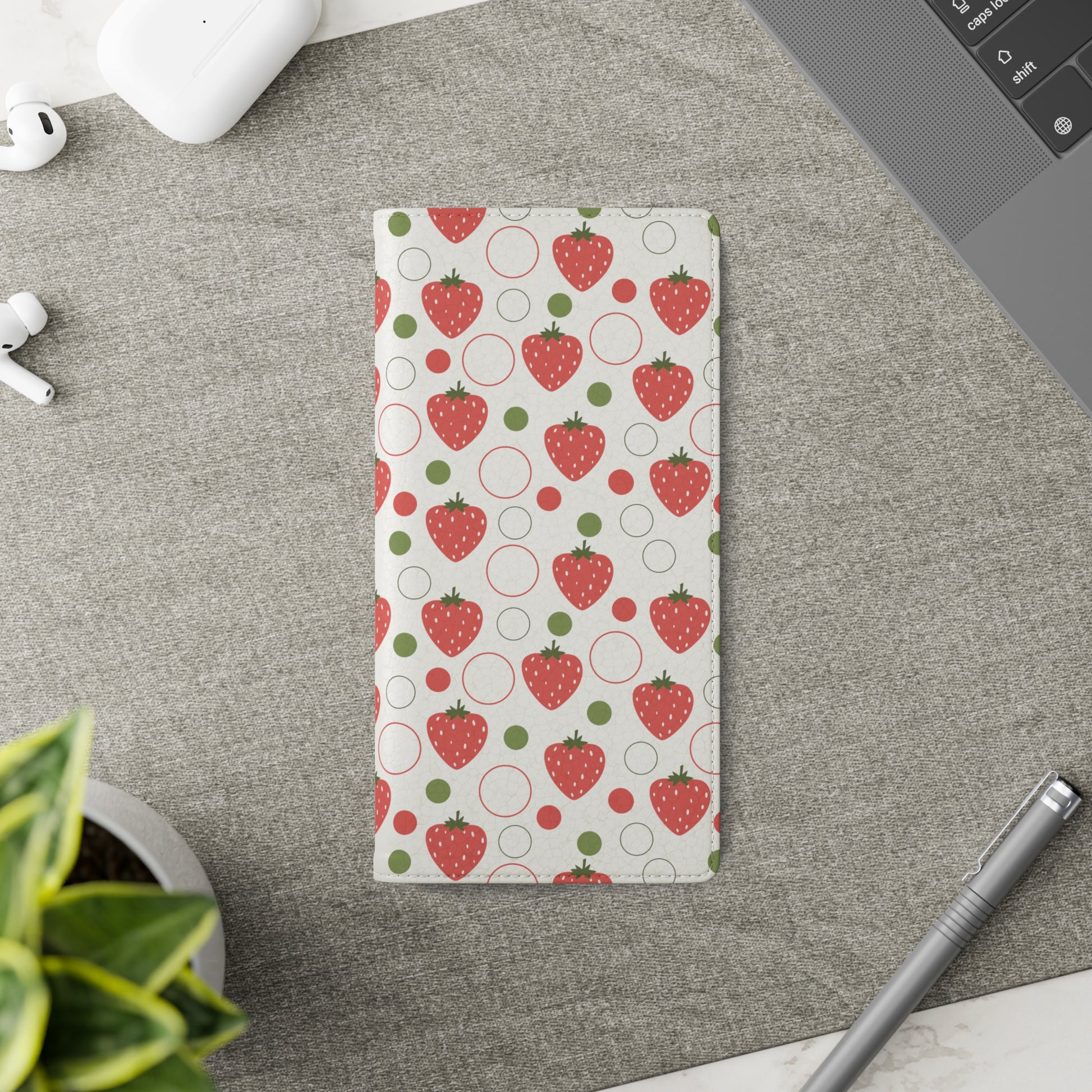 Red Strawberry Bubbles Flip Phone Case Cover with Pockets - Phone Case - Printify - Kristine Celestine